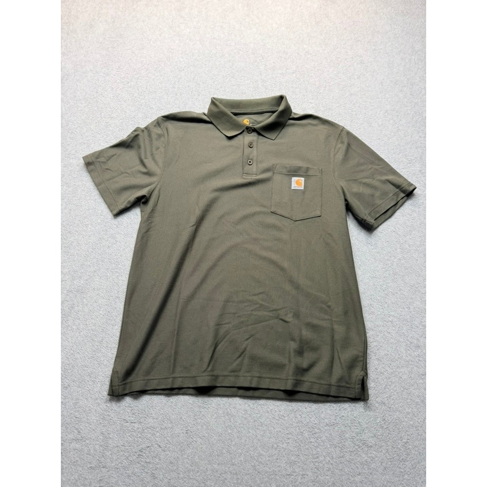 Carhartt Mens Original Fit Short Sleeve Pocket Polo Shirt Olive Green Size M